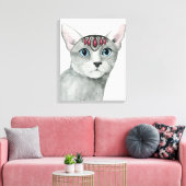 Downton Cat | Bejeweld Canvas Afdruk (Insitu (Woonkamer))
