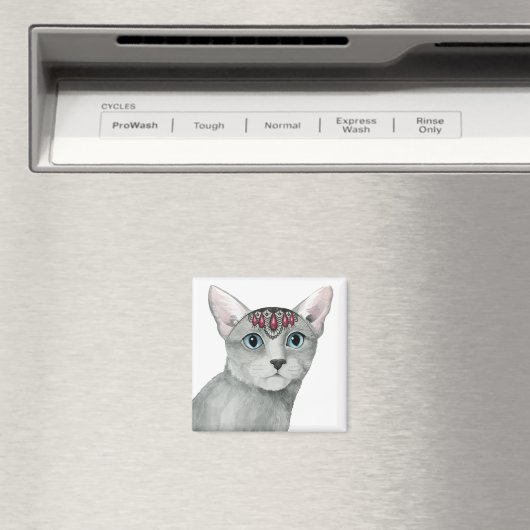 Downton Cat | Bejeweld Magneet (Insitu (Vaatwasser))