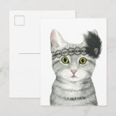 Downton Cat | Bejeweld met kant Briefkaart (Voorkant / Achterkant)