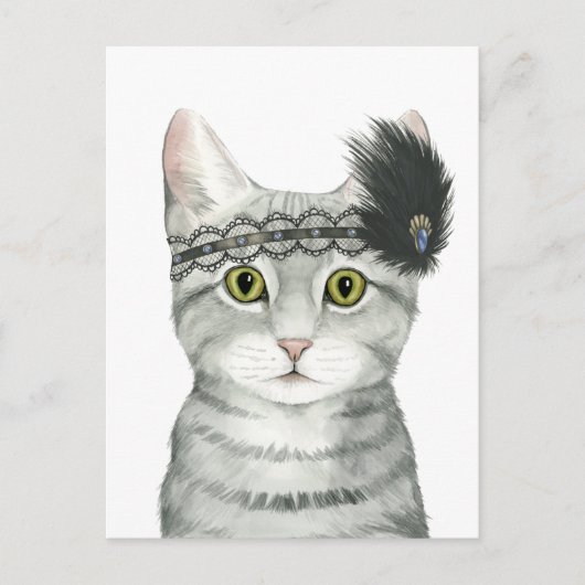 Downton Cat | Bejeweld met kant Briefkaart (Voorkant)