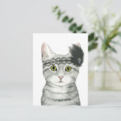 Downton Cat | Bejeweld met kant Briefkaart (Staand voorkant)