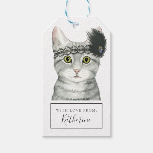 Downton Cat | Bejeweld met kant Cadeaulabel (Voorkant)