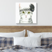 Downton Cat | Bejeweld met kant Canvas Afdruk (Insitu (Slaapkamer))