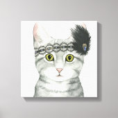 Downton Cat | Bejeweld met kant Canvas Afdruk (Voorkant)
