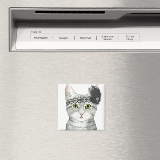 Downton Cat | Bejeweld met kant Magneet (Insitu (Vaatwasser))