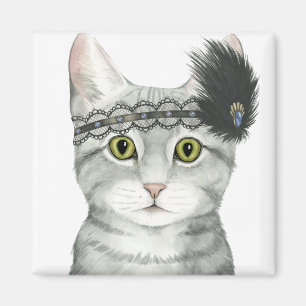 Downton Cat   Bejeweld met kant Magneet