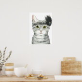 Downton Cat | Bejeweld met kant Poster (Keuken)