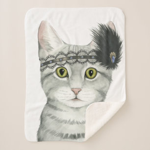 Downton Cat   Bejeweld met kant Sherpa Deken