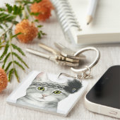 Downton Cat | Bejeweld met kant Sleutelhanger (Voorkant Rechts)