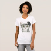 Downton Cat | Bejeweld met kant T-shirt (Voorkant volledig)