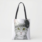 Downton Cat | Bejeweld met kant Tote Bag (Voorkant)