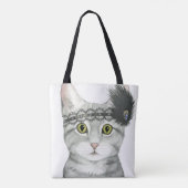 Downton Cat | Bejeweld met kant Tote Bag (Achterkant)