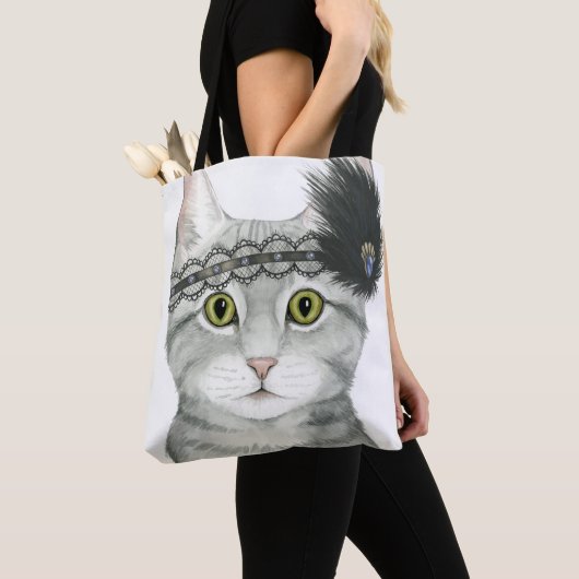 Downton Cat | Bejeweld met kant Tote Bag (Dichtbij)