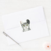 Downton Cat | Bejeweld met kant Vierkante Sticker (Envelop)