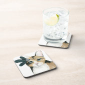 Downton Cat | Bejeweld met veren Bier Onderzetter (Rechterzijde)