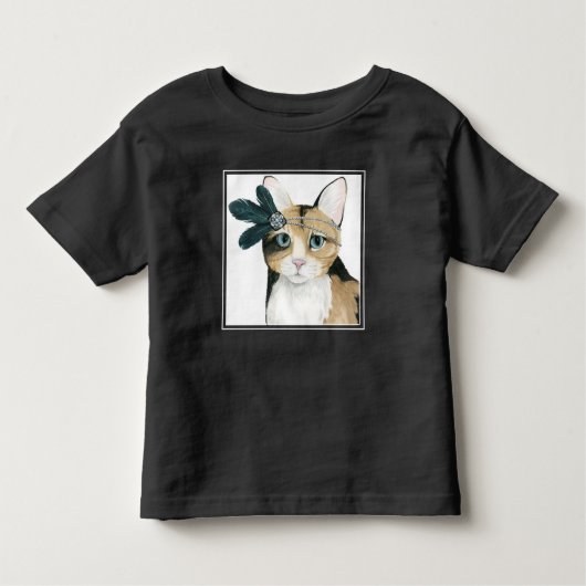 Downton Cat | Bejeweld met veren Kinder Shirts (Voorkant)