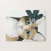 Downton Cat | Bejeweld met veren Legpuzzel (Horizontaal)