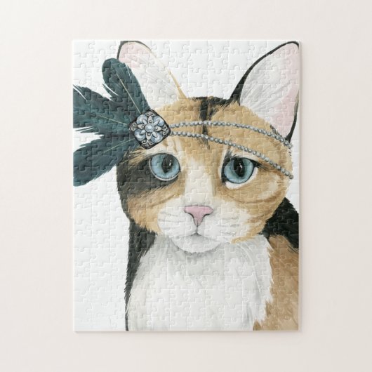 Downton Cat | Bejeweld met veren Legpuzzel (Verticaal)