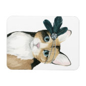 Downton Cat | Bejeweld met veren Magneet (Horizontaal)
