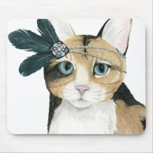 Downton Cat   Bejeweld met veren Muismat