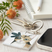 Downton Cat | Bejeweld met veren Sleutelhanger (Voorkant Rechts)