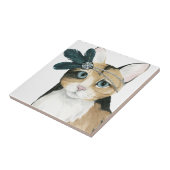 Downton Cat | Bejeweld met veren Tegeltje (Zijkant)