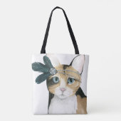 Downton Cat | Bejeweld met veren Tote Bag (Achterkant)