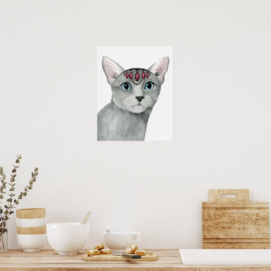 Downton Cat | Bejeweld Poster (Keuken)