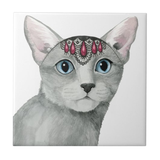 Downton Cat | Bejeweld Tegeltje (Voorkant)