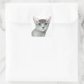 Downton Cat | Bejeweld Vierkante Sticker (Tas)