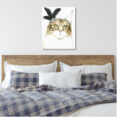 Downton Cat | Met veren verrijkt Canvas Afdruk (Insitu (Slaapkamer))
