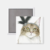 Downton Cat | Met veren verrijkt Magneet (Voorkant / Achterkant)