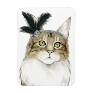 Downton Cat   Met veren verrijkt Magneet