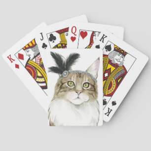 Downton Cat   Met veren verrijkt Pokerkaarten