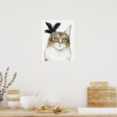 Downton Cat | Met veren verrijkt Poster (Keuken)