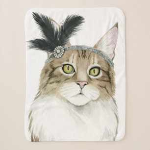 Downton Cat Met veren verrijkt Sherpa Deken