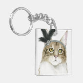 Downton Cat | Met veren verrijkt Sleutelhanger (Voorkant Links)