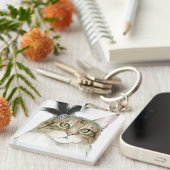 Downton Cat | Met veren verrijkt Sleutelhanger (Voorkant Rechts)