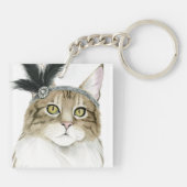 Downton Cat | Met veren verrijkt Sleutelhanger (Achterkant)