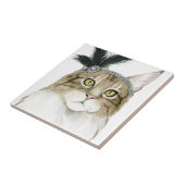 Downton Cat | Met veren verrijkt Tegeltje (Zijkant)