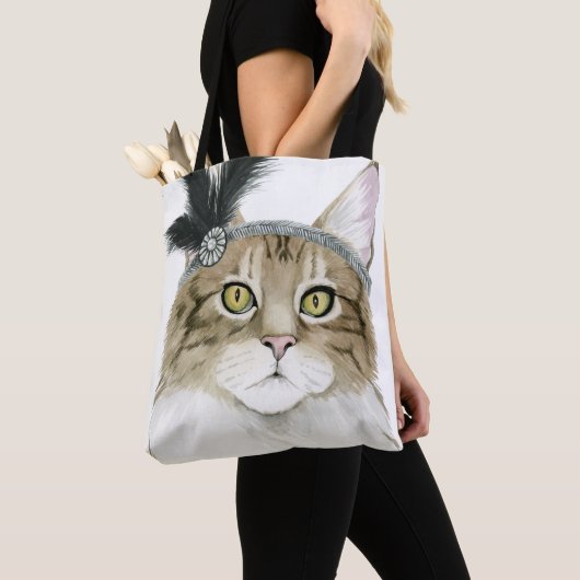Downton Cat | Met veren verrijkt Tote Bag (Dichtbij)