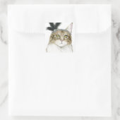 Downton Cat | Met veren verrijkt Vierkante Sticker (Tas)