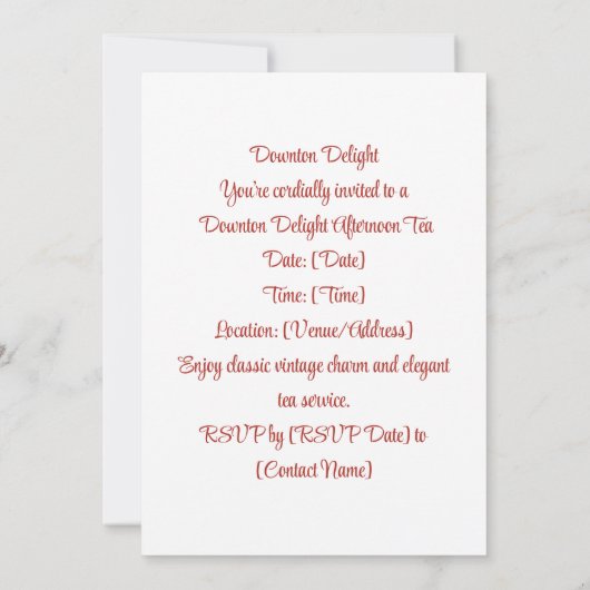 Downton Delight |  stijl Kaart (Achterkant)