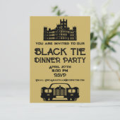 Downton Theme Dinner Party RSVP Kaartje (Staand voorkant)