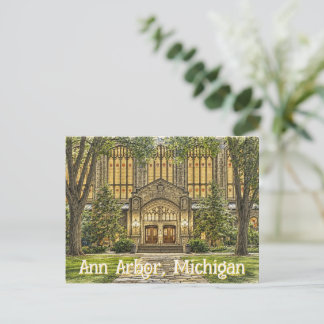 Downtown Ann Arbor, Michigan handgetekende stijl Briefkaart