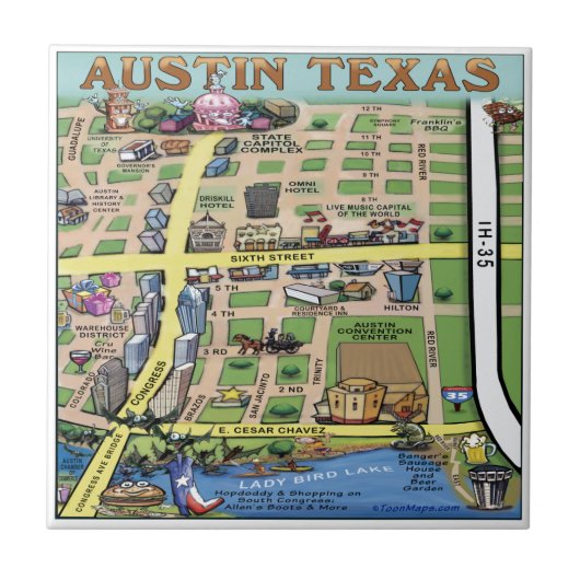 Downtown Austin Texas 14 Tegeltje (Voorkant)