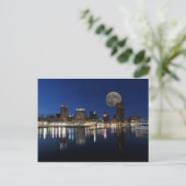 Downtown Baltimore Maryland Dusk Skyline Moon Briefkaart (Staand voorkant)