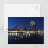 Downtown Baltimore Maryland Dusk Skyline Moon Briefkaart (Voorkant / Achterkant)