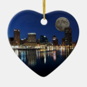 Downtown Baltimore Maryland Dusk Skyline Moon Keramisch Ornament (Voorkant)