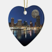 Downtown Baltimore Maryland Dusk Skyline Moon Keramisch Ornament (Links)